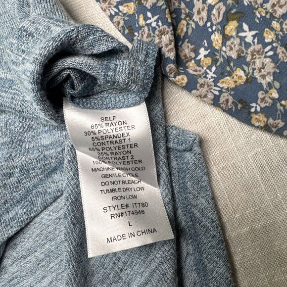 HAILEY & CO Mixed Fabric Balloon Sleeve Oversized Large Boho Summery Floral Top - Picture 11 of 12